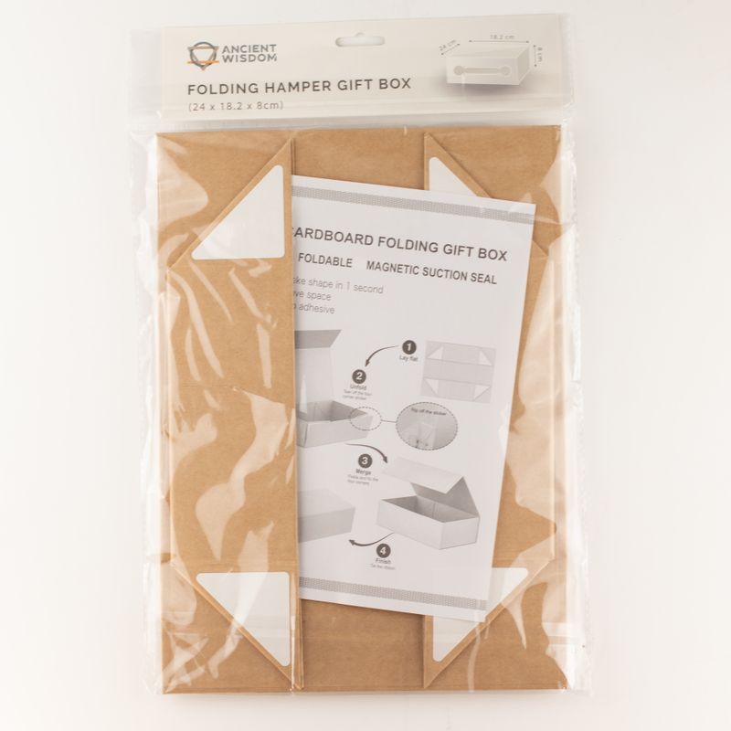 Flat Pack Gift Box - Med Hamper (24x18.2x8cm) - Brown Craft