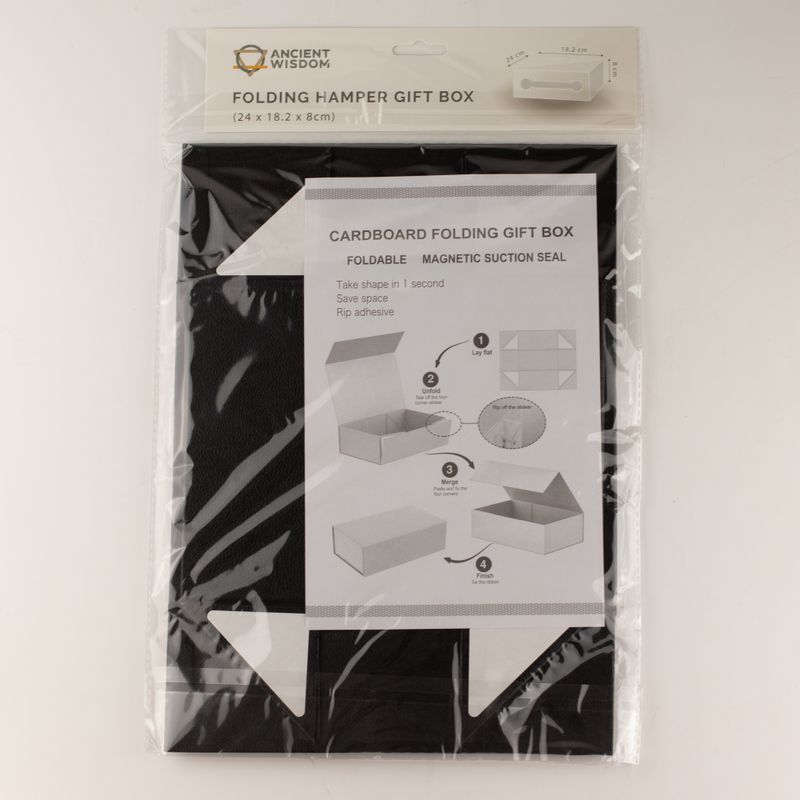 Flat Pack Gift Box - Med Hamper (24x18.2x8cm) - Black