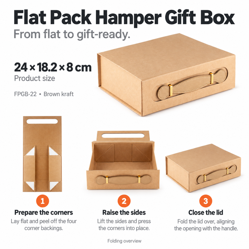 Flat Pack Gift Box - Med Hamper (24x18.2x8cm) - White