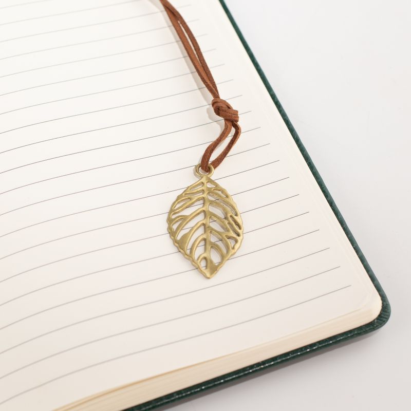 Intention Note Book - LCD Wipe Screen - Green Leather Effect - Brass Leaf - 80 Leafs