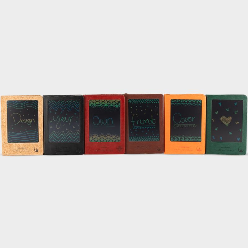 Intention Note Book - LCD Wipe Screen - Cork Leather Effect - Brass Leaf - 80 Leafs