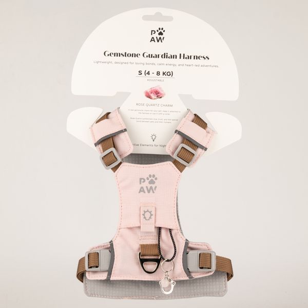 PAW Dog Guardian Harness with Rose Quartz Charm - (4-8kg)