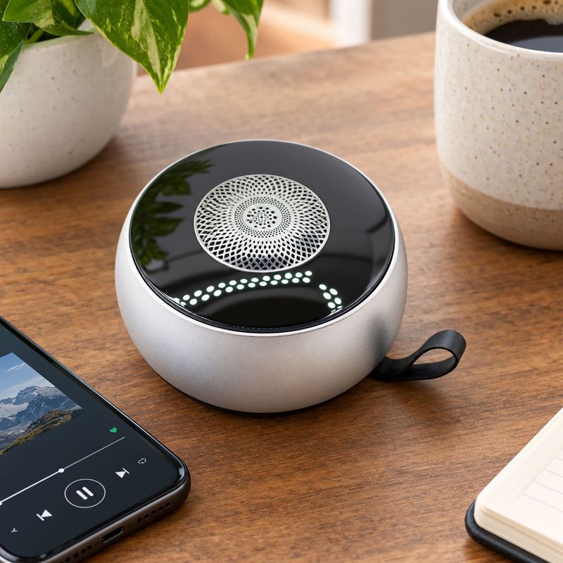 SIlver Mandela Lighting Effect Mini Speaker