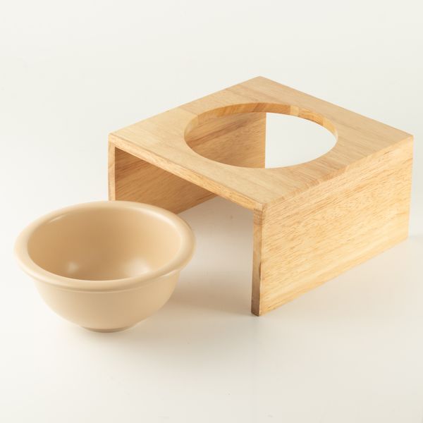 PAW Food Bowls - Lrg Single Ceramic in Wooden Stand - 14cm