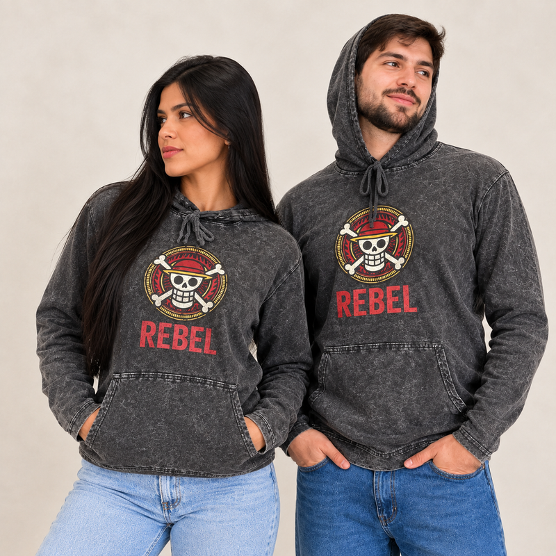Small Stone Washed Hoody Shirt Kangaroo Pocket - Grey REBEL