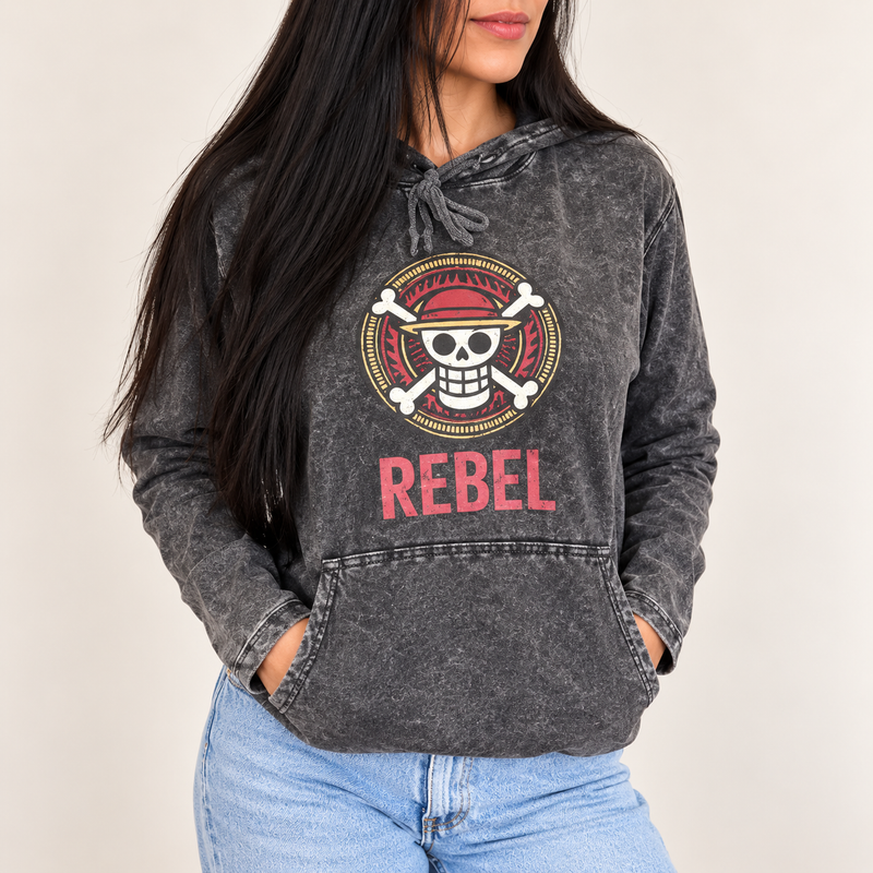 Small Stone Washed Hoody Shirt Kangaroo Pocket - Grey REBEL