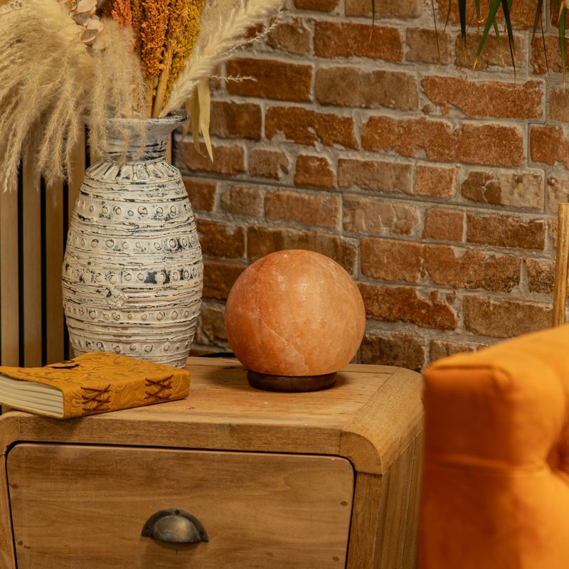 Salt Lamp Ball - Big Wooden Base 3-4kg