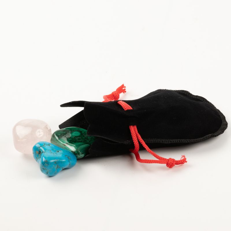 Quality Gothic ROUND Velvet Pouch - Black 12x8cm