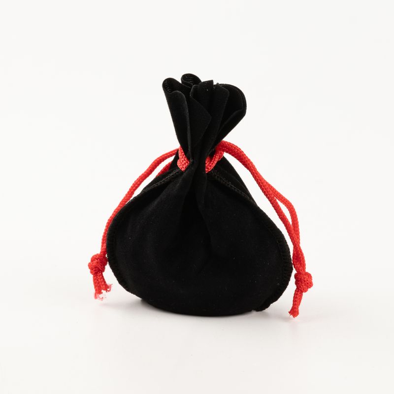 Quality Gothic ROUND Velvet Pouch - Black 12x8cm