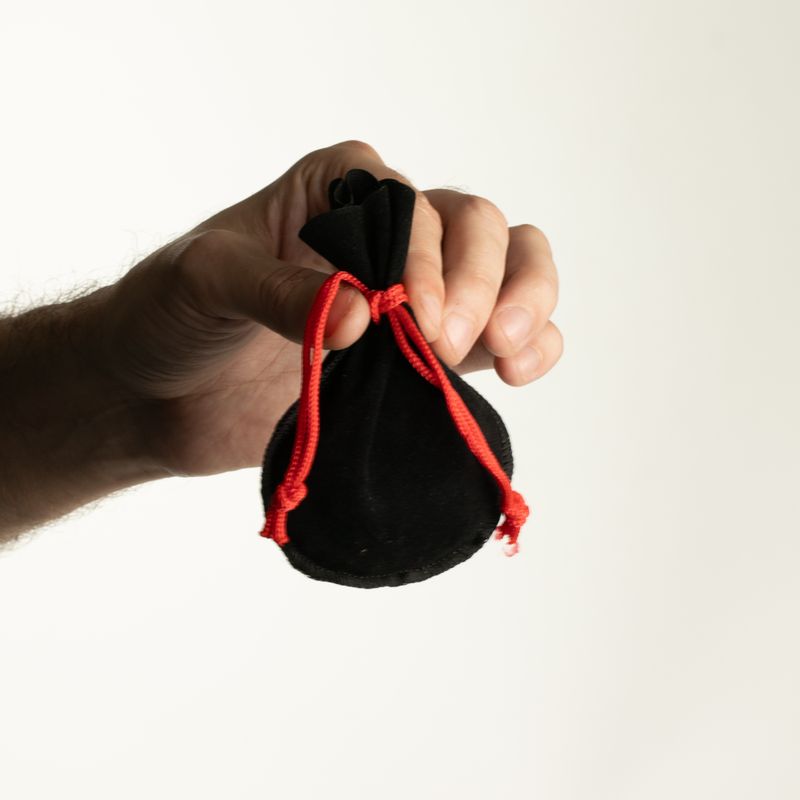 Quality Gothic ROUND Velvet Pouch - Black 12x8cm
