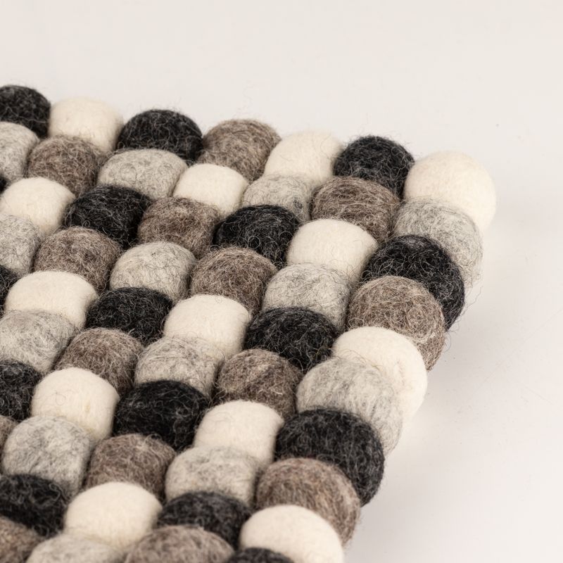 Felt Ball Square Placemat - 20cm Multi Grey Colour