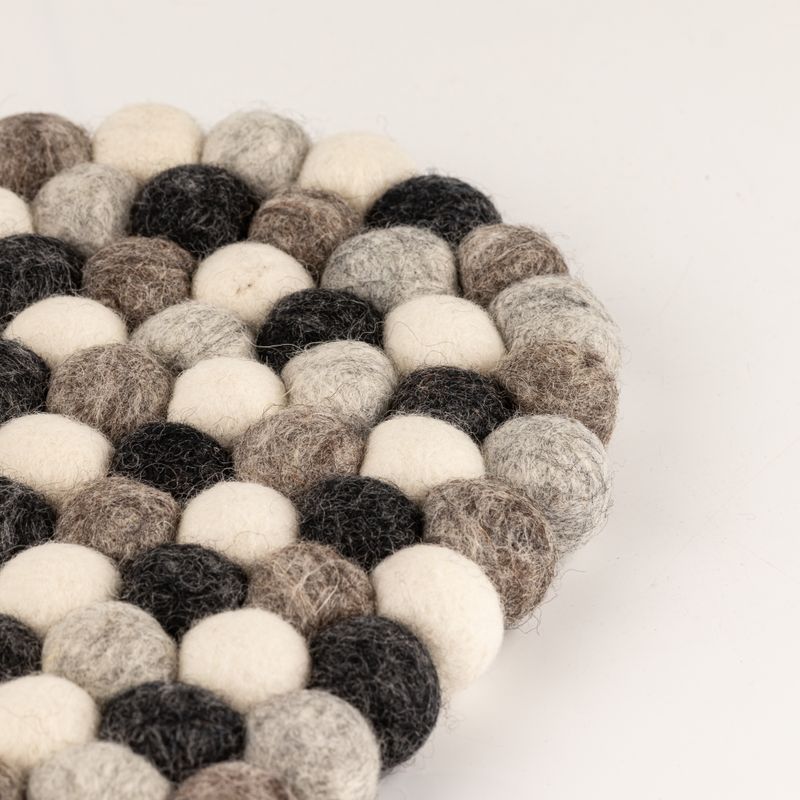 Felt Ball Oval Centre Mat - 38x18cm Multi Grey Colour