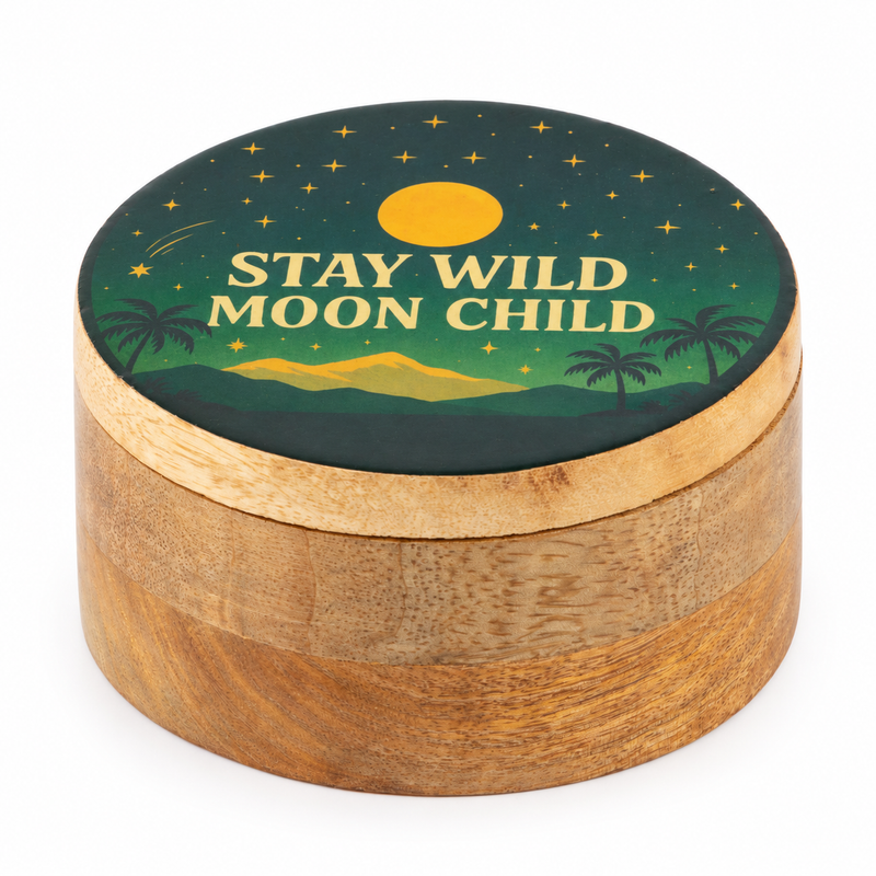 Round Enamelled Box  - Stay Wild Moon Child