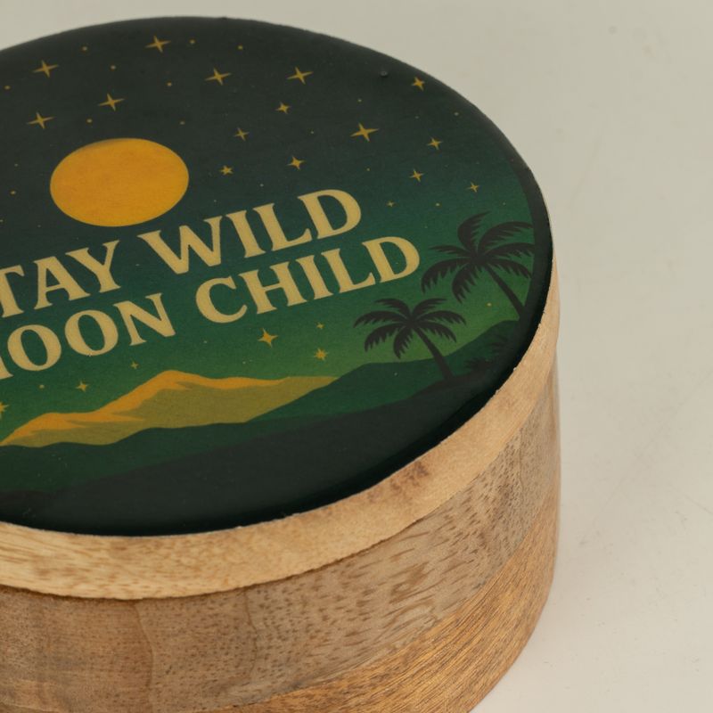 Round Enamelled Box  - Stay Wild Moon Child