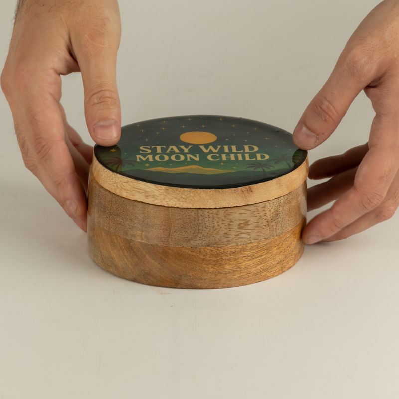 Round Enamelled Box  - Stay Wild Moon Child