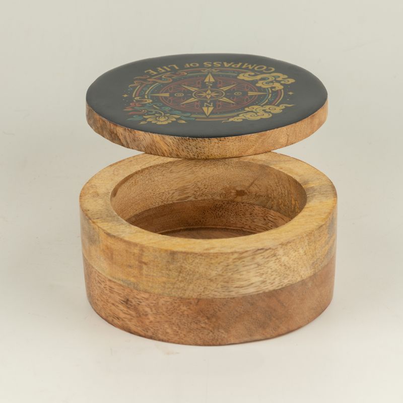 Round Enamelled Box  - Compass of Life