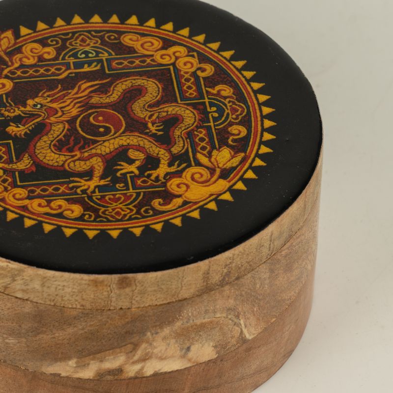 Round Enamelled Box - Dragon Yin Yang