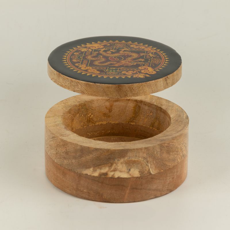 Round Enamelled Box - Dragon Yin Yang