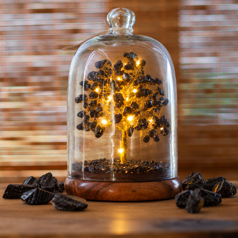 Gemstone Dome Garden - Black Tourmaline & LED lights - 200 chipstones