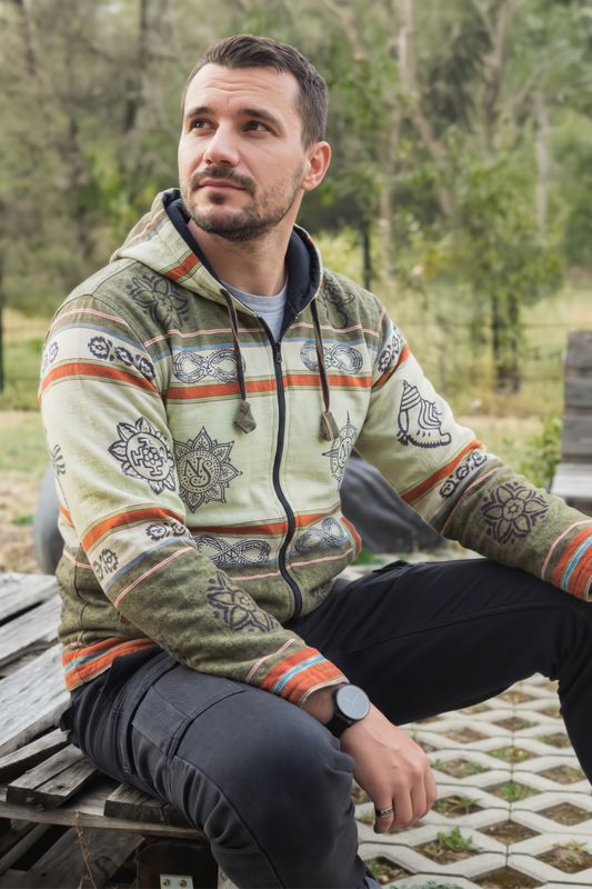 Medium - Nomad Sari Himalayan Soul Jacket - Mantra Green