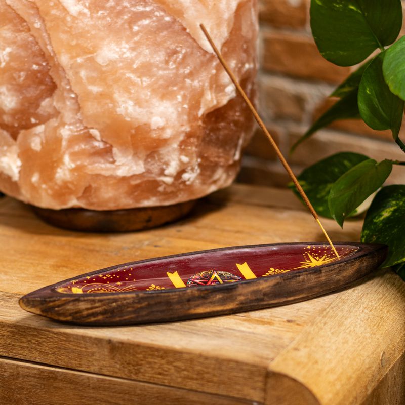 Enamel Incense Bowl - Mango Wood - Pentagon