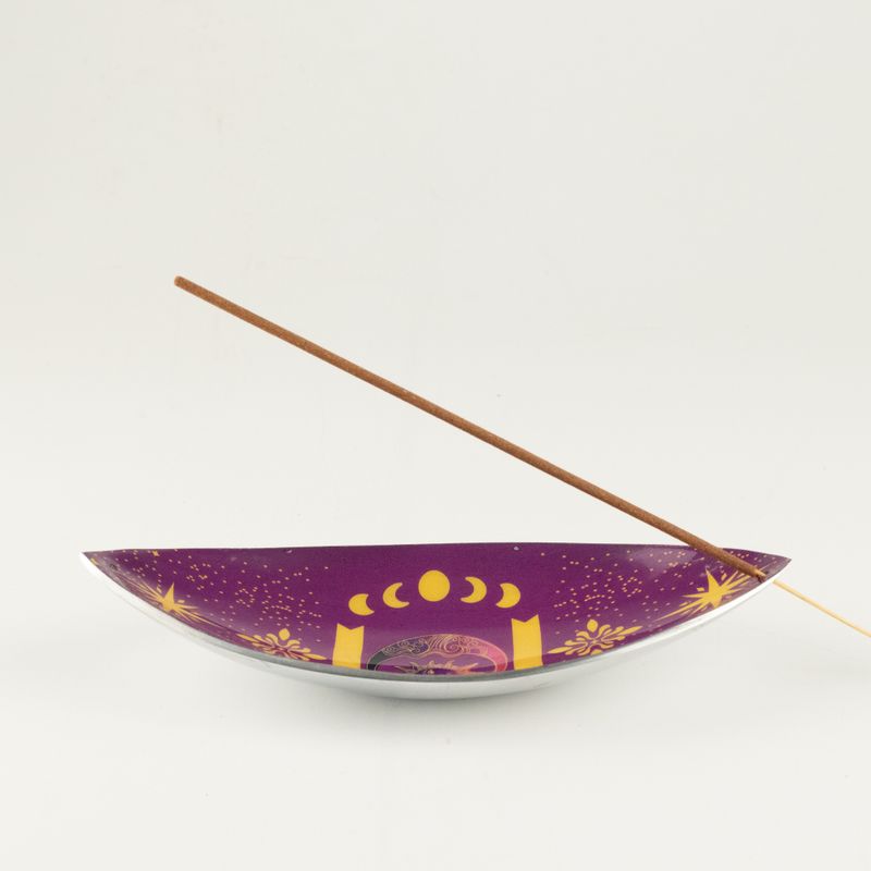 Enamel Incense Bowl - Aluminum - Purple Sun & Moon Phases