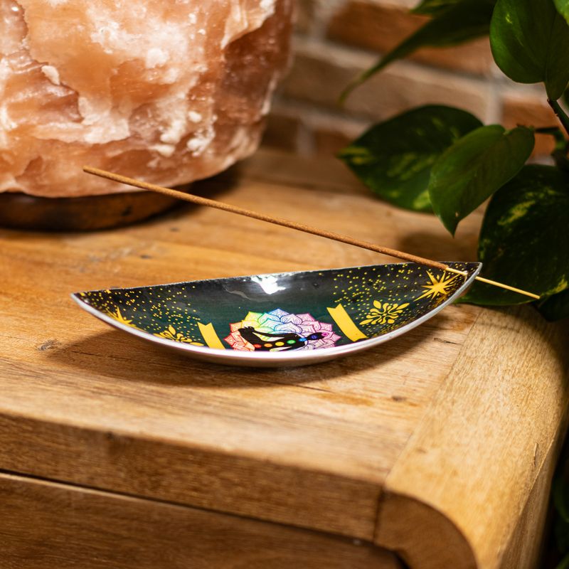 Enamelled Incense Bowl - Aluminum - Lotus Buddha Chakra