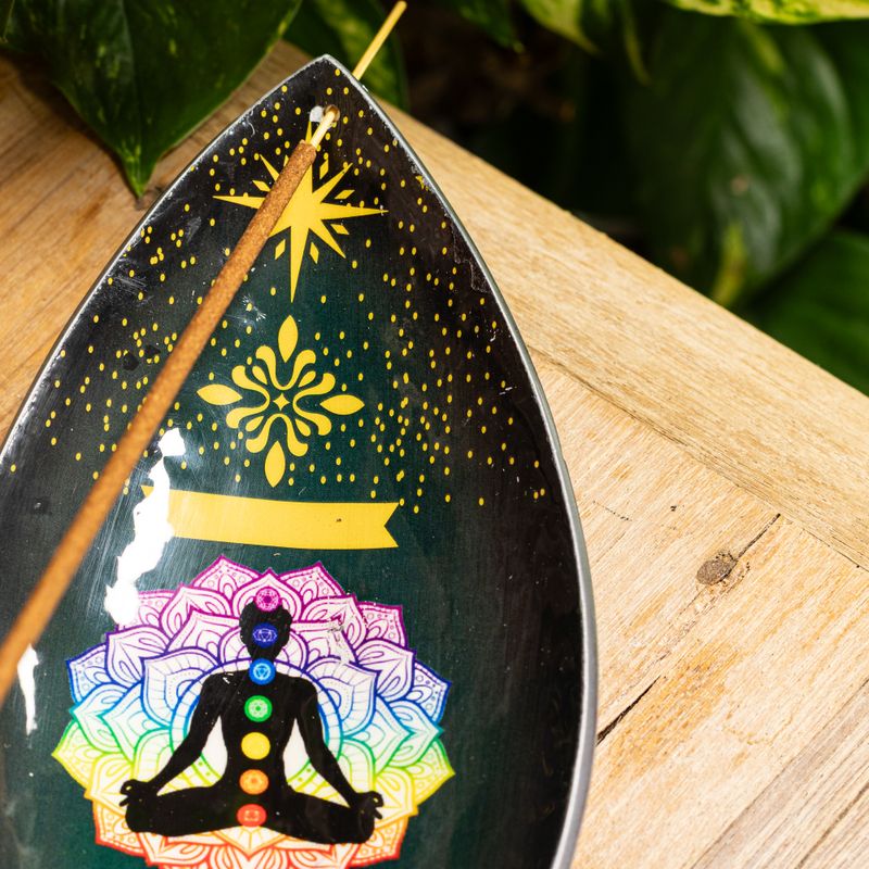 Enamelled Incense Bowl - Aluminum - Lotus Buddha Chakra