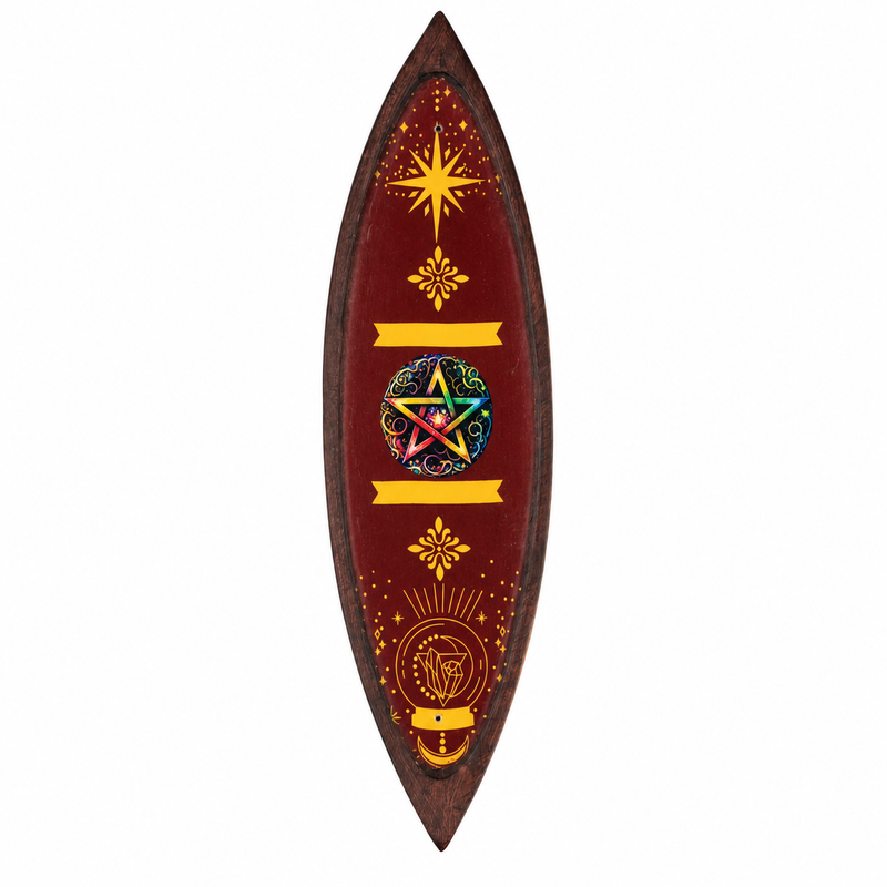 Enamel Incense Bowl - Mango Wood - Pentagon