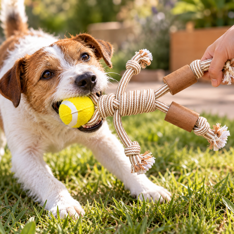 PAW Toys - Coffee Wood Chew - Rope Ranger - Ball