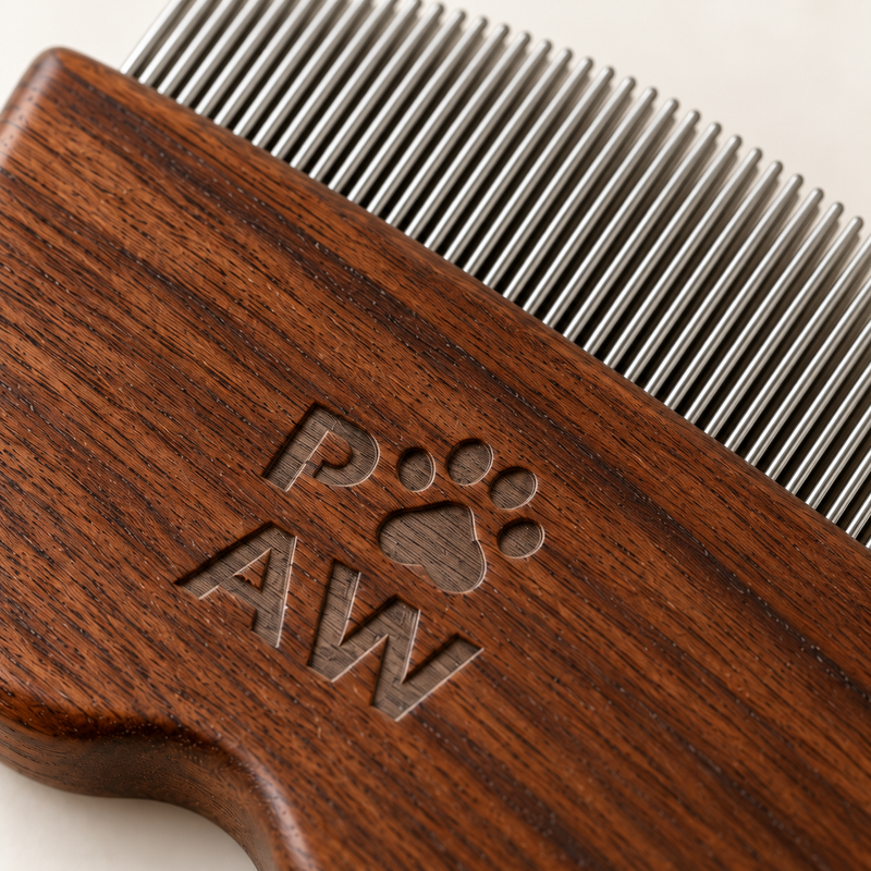 PAW Grooming Tools - Mini Flea Check & Delcate Area Comb - Walnut