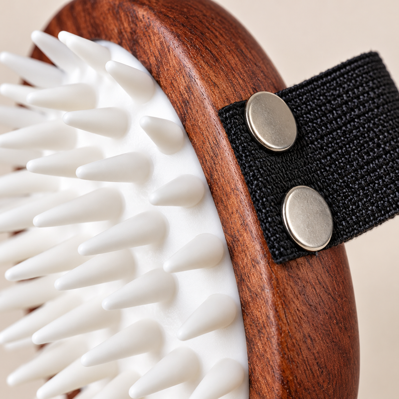 PAW Grooming Tools - Scrub and Soft Rubber Massage - Walnut