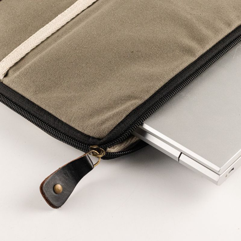 Canvas Large Laptop Pouch - Olive