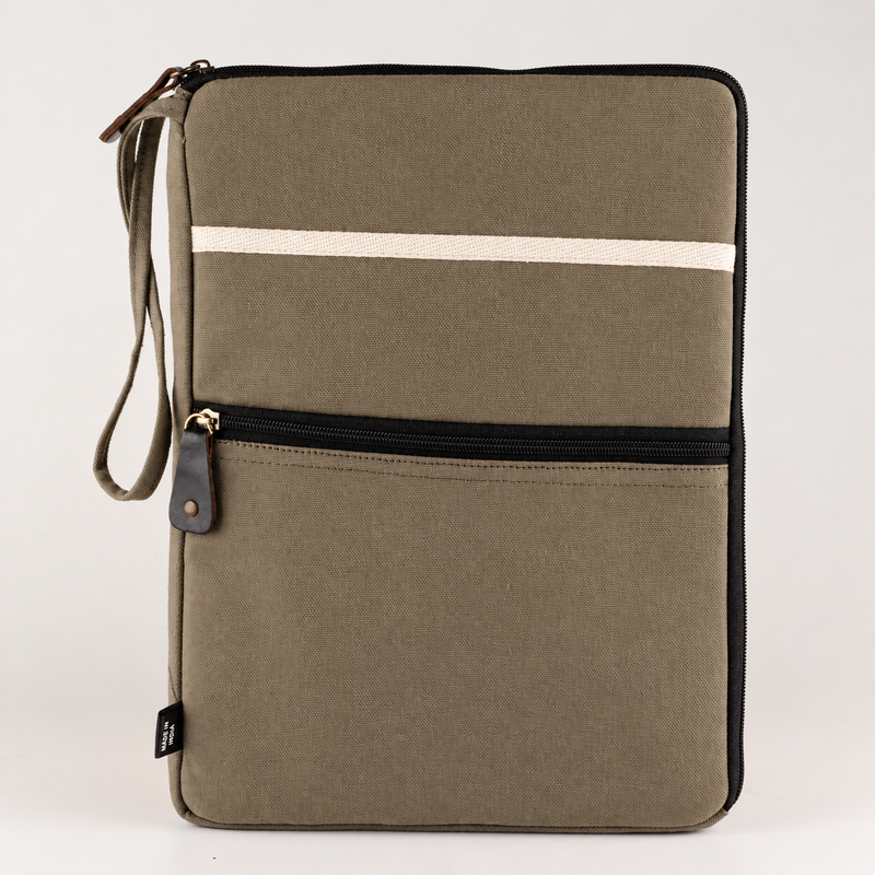 Canvas Travel Laptop Pouch - Olive