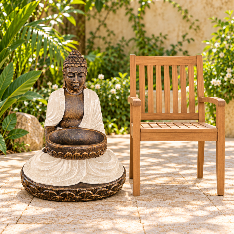Large Sand & Stone  Sitting Buddha with Bowl 80cm
