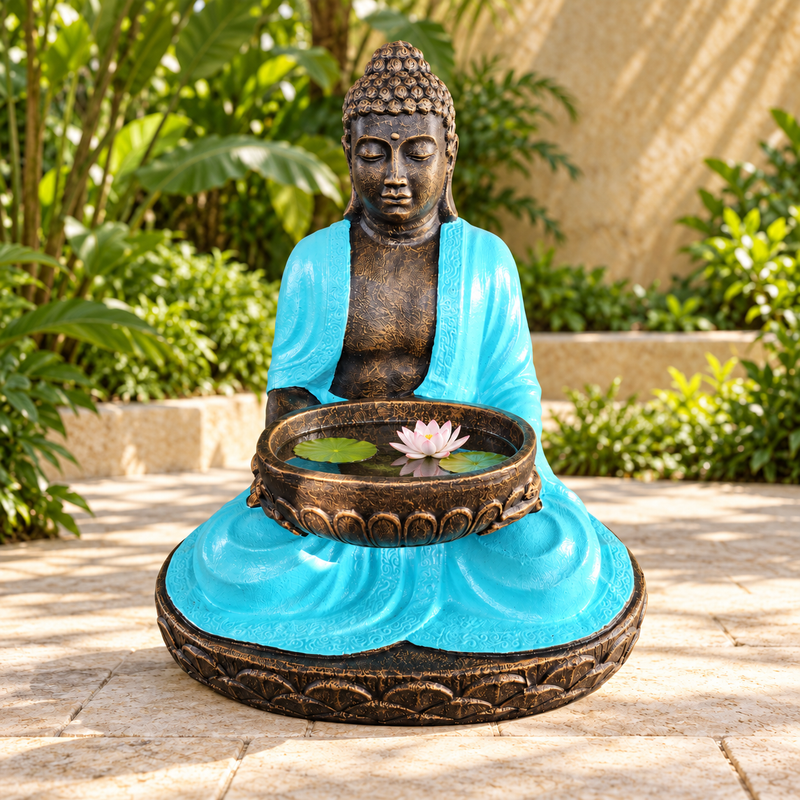 Large Turquoise & Stone  Sitting Buddha with Bowl 80cm