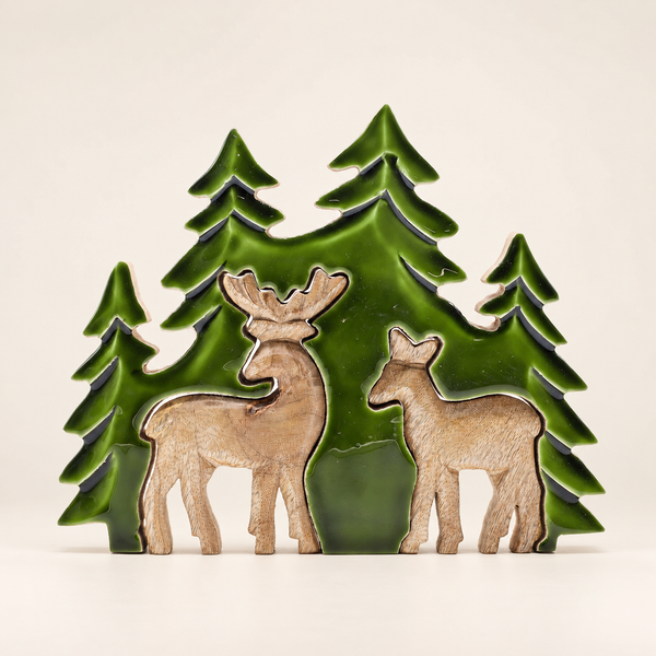 Lost in the Forest -  Two Dear in the Forest 3D Wooden Decoration