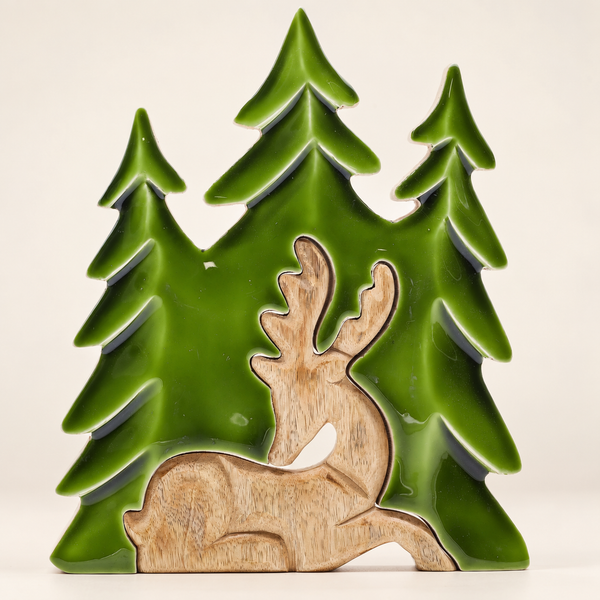 Lost in the Forest -  Stag in the Forest 3D Wooden Decoration