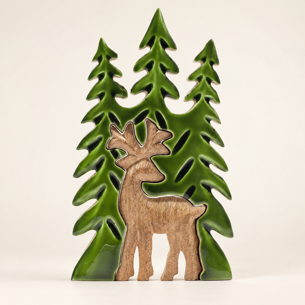 Lost in the Forest -  Stag in the Forest 3D Wooden Decoration