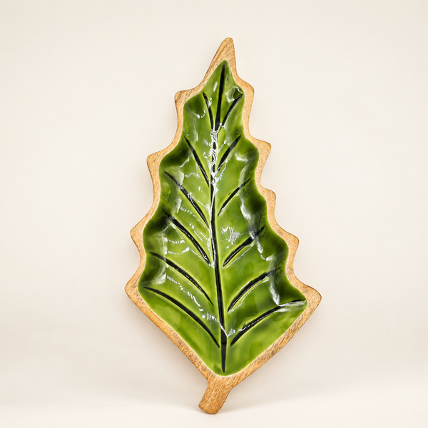 Lost in the Forest -  Enamel Leaf Wooden Bowl