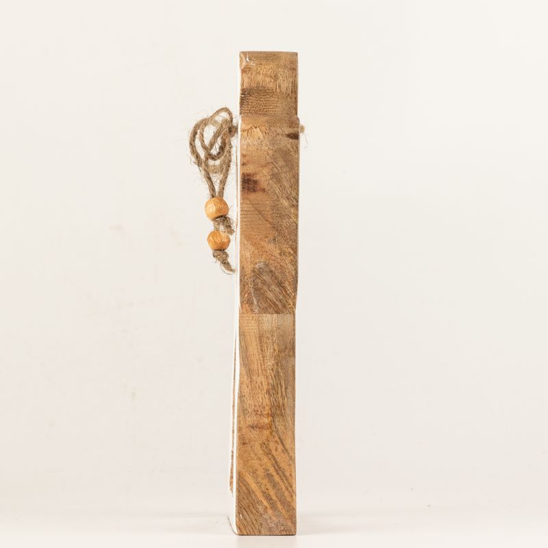 Med Mango Wood Halo Angel - White Enamel
