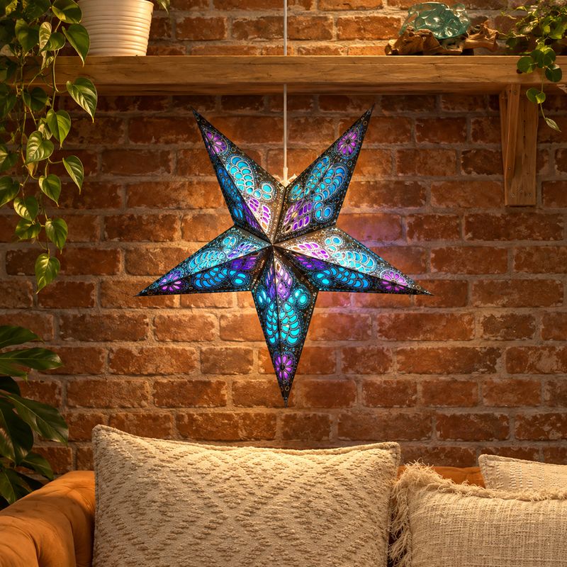 Paper Star Lamp Shade Starter Pack – 20 Shades with Cables & Bulbs