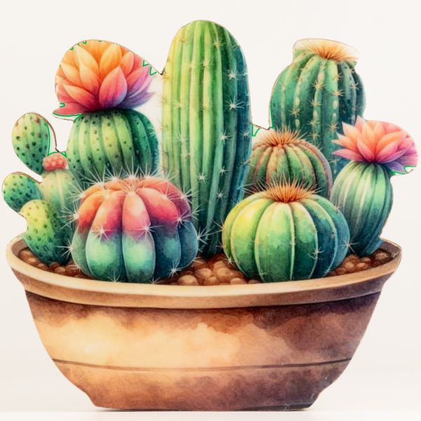 Wooden House Plants - Large Cactus Garden