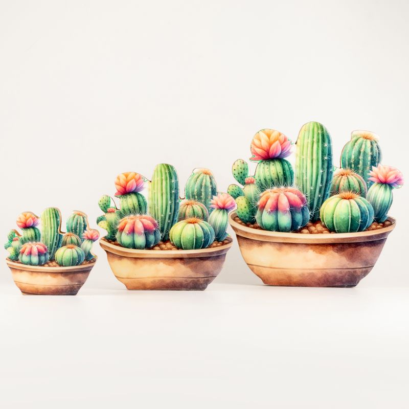 Wooden House Plants - Large Cactus Garden