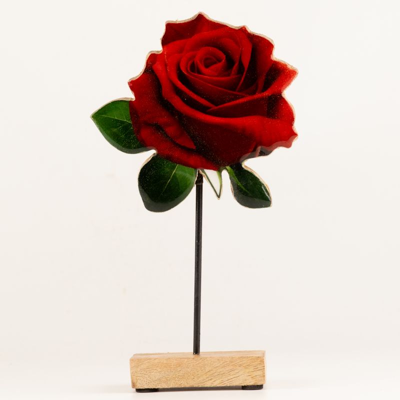 Wooden House Plants - Large Single Rose