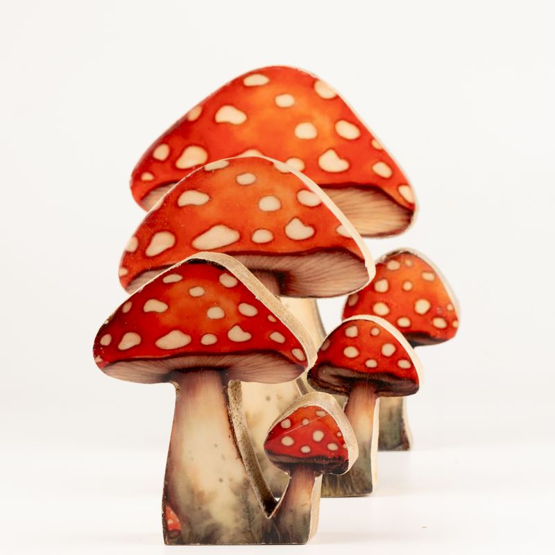 Wooden House Plants - Large Redcap Mushroom