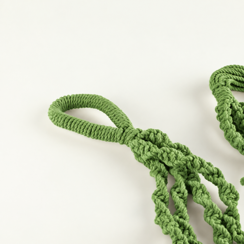 Simple Macrame Pot Holder - Green