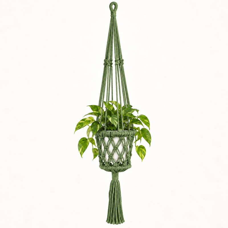 Macrame Pot Holder  - Green