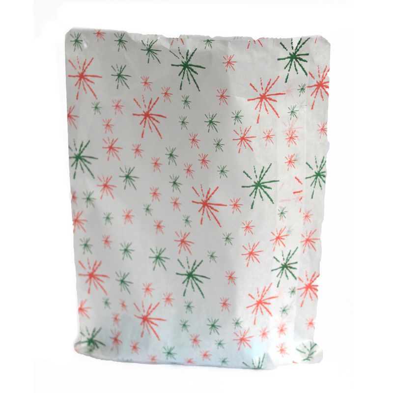 10 x 14 inch Starburst Red & Green Paper Bags