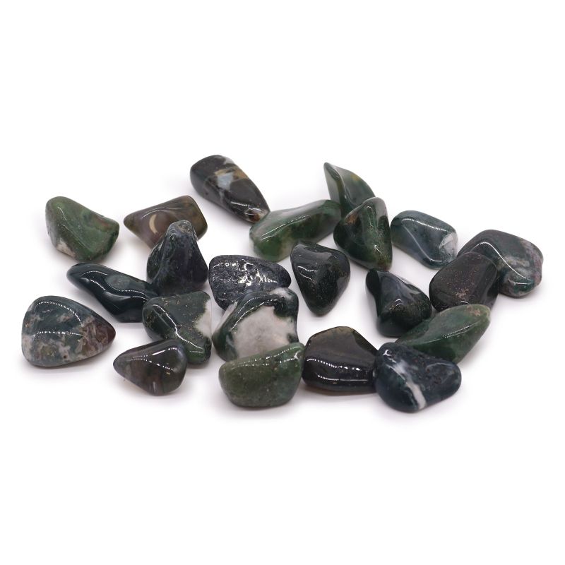 L Tumble Stone - Green Moss Agate